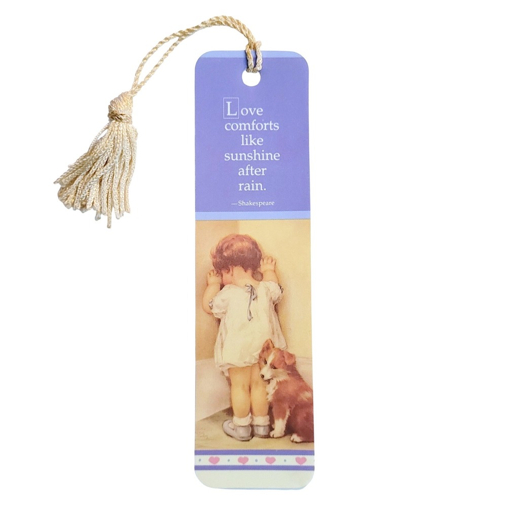 Vintage 80s Love Bookmark Girl Puppy Dog time-out Memory Lane 1987 Antioch H-994